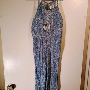 Old Navy Blue and White Floral Paisley Jumper